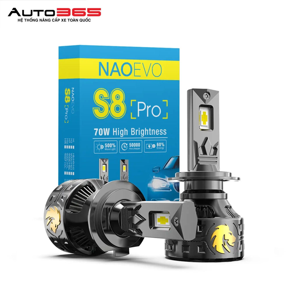 BÓNG LED NAOEVO S8 PRO CHÂN H7 - NHIỆT MÀU 4300K